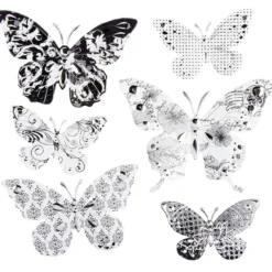 Pop-Up Relief-Sticker, Schmetterlinge, 19cm x 21cm, mit Silberfolienveredelung, 6 Sticker