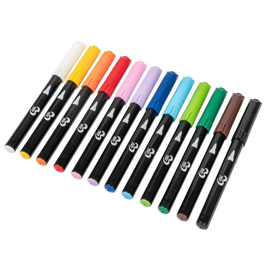 Porzellan-Marker, 12 Farben, weiche Pinselspitze, 12 Stück