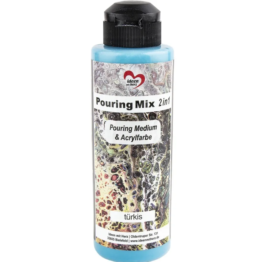 Pouring Mix, 2 in 1, Pouring Medium & Acrylfarbe, türkis, 180ml