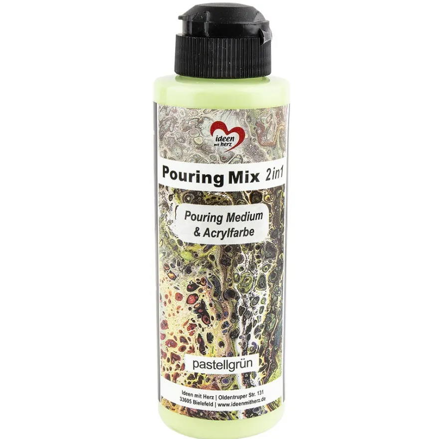 Pouring Mix, 2 in 1, Pouring Medium & Acrylfarbe, pastellgrün, 180ml