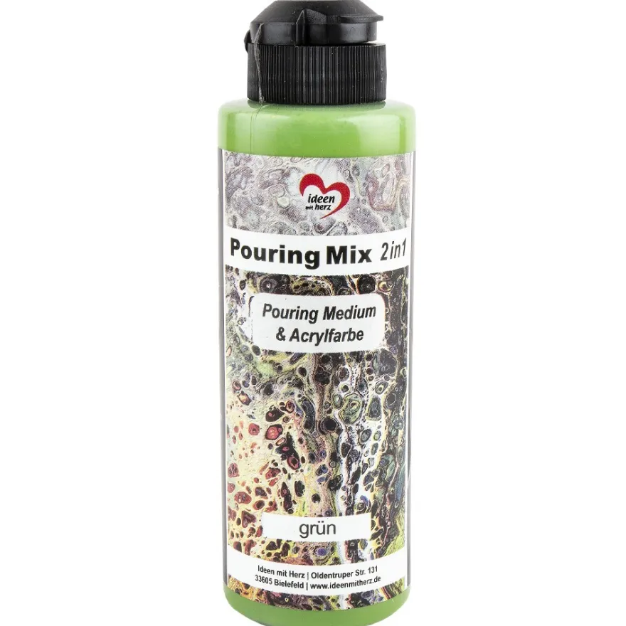 Pouring Mix, 2 in 1, Pouring Medium & Acrylfarbe, grün, 180ml