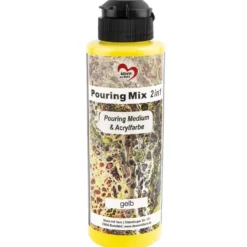 Pouring Mix, 2 in 1, Pouring Medium & Acrylfarbe, gelb, 180ml