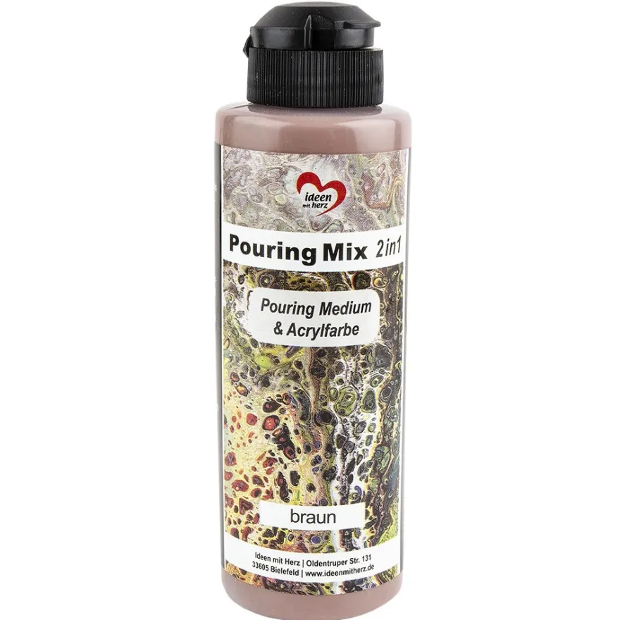 Pouring Mix, 2 in 1, Pouring Medium & Acrylfarbe, braun, 180ml