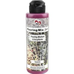 Pouring Mix, 2 in 1, Pouring Medium & Acrylfarbe, beere, 180ml