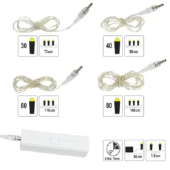 Powerbanks mit Ladestation, inkl. 4 LED-Drahtlichterketten mit Timer, 11-teilig