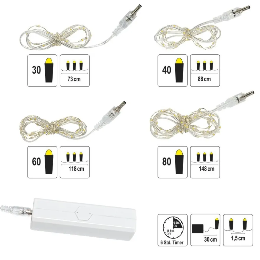 Powerbanks mit Ladestation, inkl. 4 LED-Drahtlichterketten mit Timer, 11-teilig