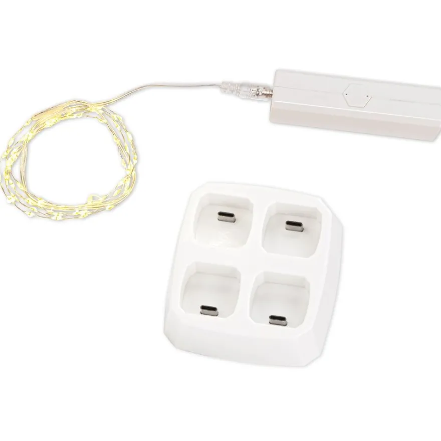 Powerbanks mit Ladestation, inkl. 4 LED-Drahtlichterketten mit Timer, 11-teilig