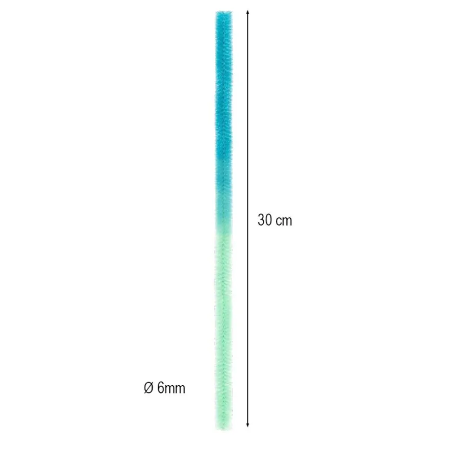 Premium-Chenille-Drähte, ColorMix, 30cm lang, Ø6mm, Farbverlauf in Grüntönen, 100 Stück
