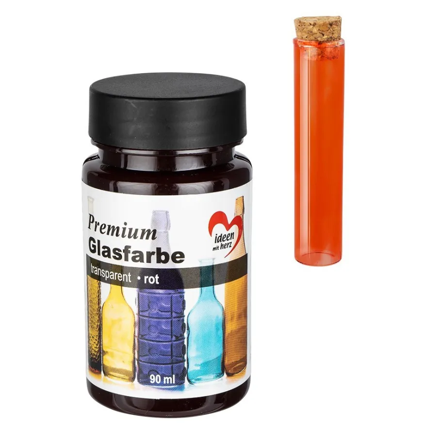 Premium-Glasfarbe, transparent, rot, 90ml