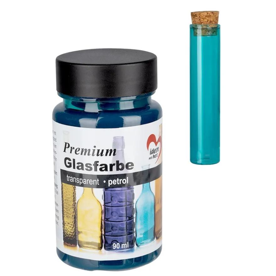 Premium-Glasfarbe, transparent, petrol, 90ml