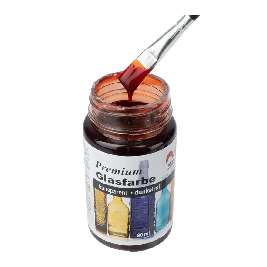 Premium-Glasfarbe, transparent, dunkelrot, 90ml