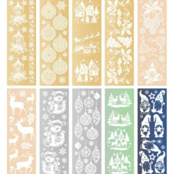 Premium-Relief-Transfers, Winterzeit, 10cm x 30cm, 5 verschiedene Metallicfarben, 10 Bogen
