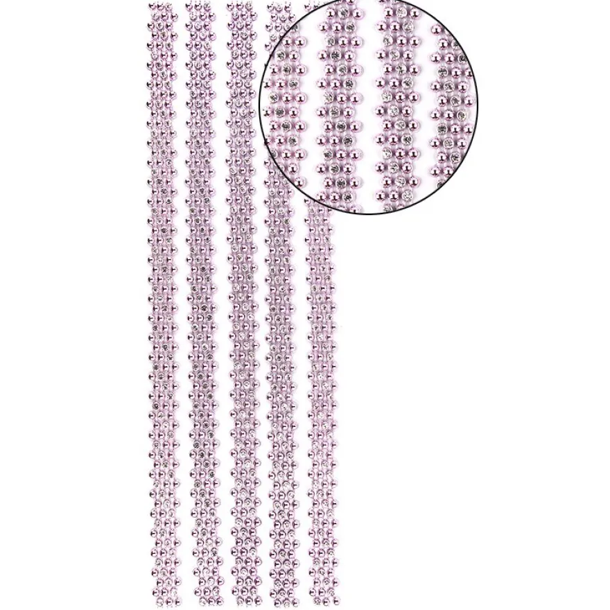 Premium-Schmuck-Bordüren "Royal", selbstklebend, 29cm, mit Glas-Kristallen, rosa