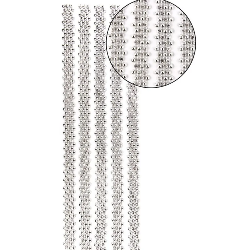 Premium-Schmuck-Bordüren "Royal", selbstklebend, 29cm, mit Glas-Kristallen, silber