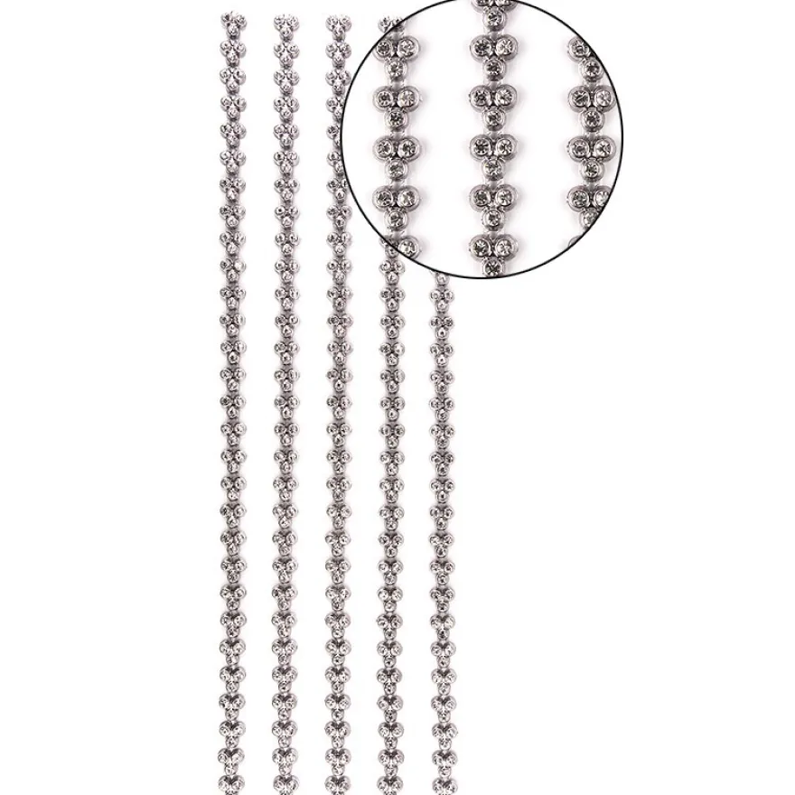 Premium-Schmuck-Bordüren "Strass-Trio", 29cm, mit Glas-Kristallen, anthrazit