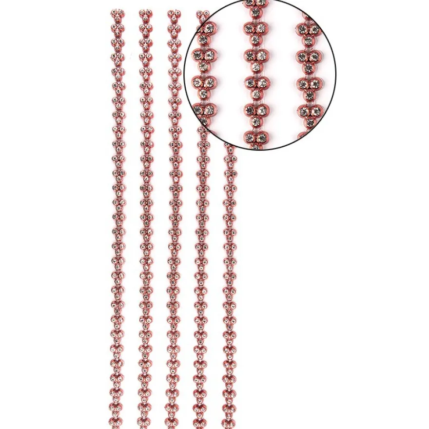 Premium-Schmuck-Bordüren "Strass-Trio", selbstklebend, 29cm, mit Glas-Kristallen, rot