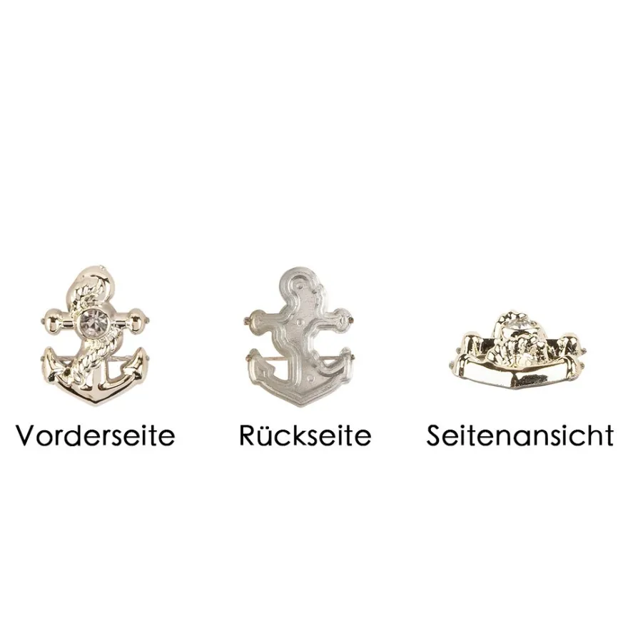 Premium-Schmucksteine, Anker, 1,5cm x 1,2cm x 04cm, hellgold, 40 Stück