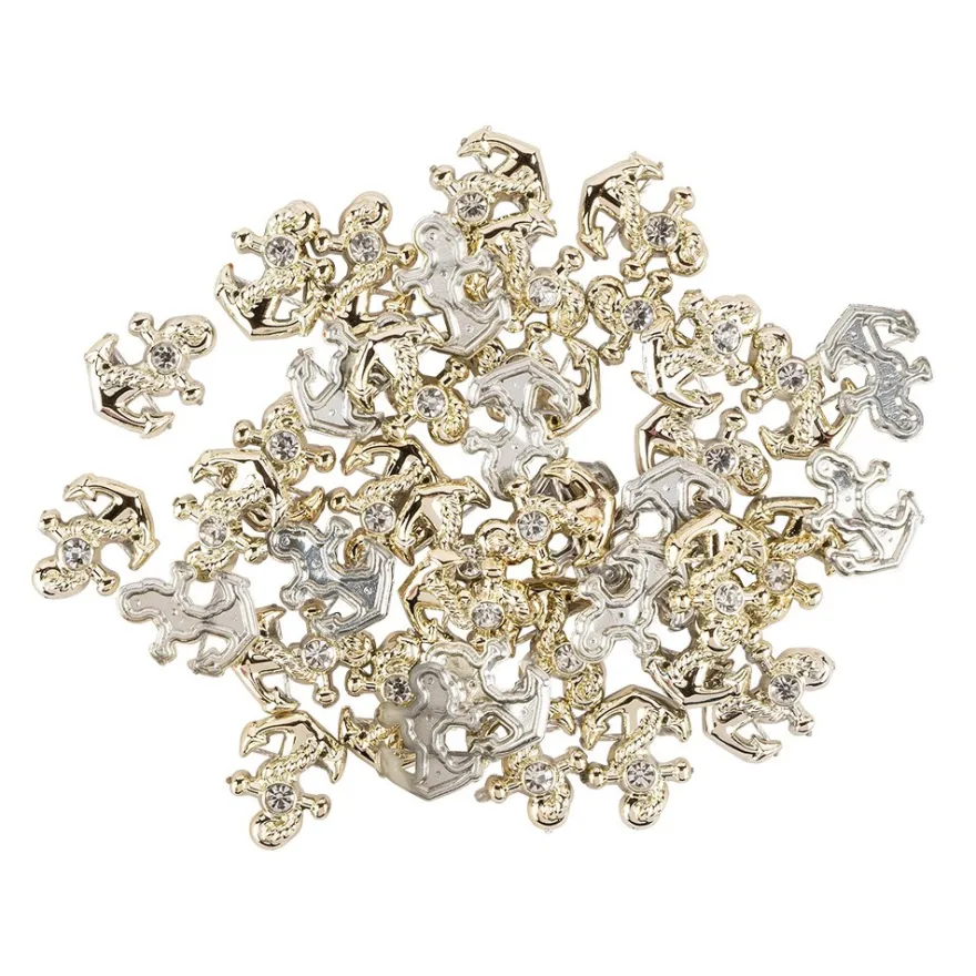 Premium-Schmucksteine, Anker, 1,5cm x 1,2cm x 04cm, hellgold, 40 Stück