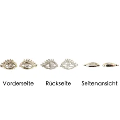 Premium-Schmucksteine, Augenpaar, 2,2cm x 1,4cm x 0,4cm, hellgold, mit Glaskristallen, 40 Stück