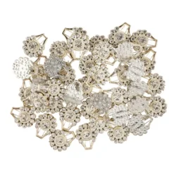 Premium-Schmucksteine, Ornament, 1,8cm x 2,2cm x 0,5cm, hellgold, mit Glaskristallen, 40 Stück