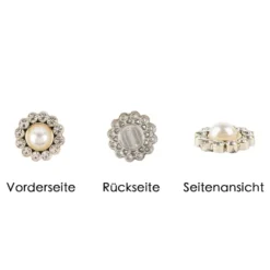 Premium-Schmucksteine, Perlen-Zierstein 4, Ø 1,5cm, hellgold, Halbperle & Glaskristall, 40 Stück