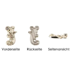 Premium-Schmucksteine, Ranken-Ornament, 1,1cm x 2cm x 0,3cm, hellgold, mit Glaskristallen, 45 Stück