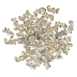 Premium-Schmucksteine, Ranken-Ornament, 1,1cm x 2cm x 0,3cm, hellgold, mit Glaskristallen, 45 Stück