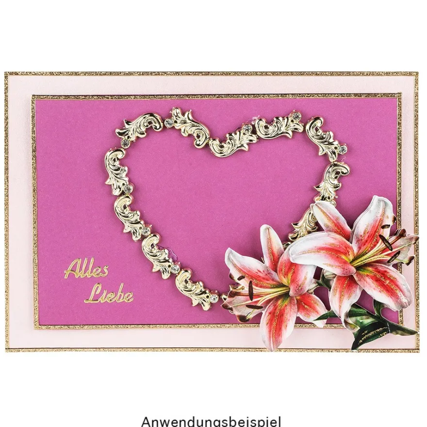 Premium-Schmucksteine, Ranken-Ornament, 1,1cm x 2cm x 0,3cm, hellgold, mit Glaskristallen, 45 Stück