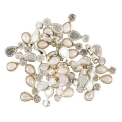 Premium-Schmucksteine, Tropfen, 1,8cm x 0,8cm, hellgold, Halbperle & Glaskristallen, 40 Stück