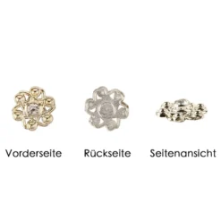 Premium-Schmucksteine, Zierblüte 4, Ø 1,9cm, hellgold, Glaskristallen, 40 Stück