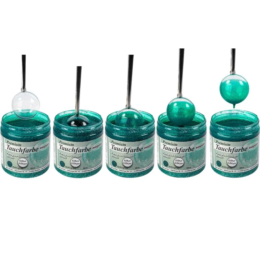 Premium-Tauchfarbe, Farbglas-Glitzer-Effekt, türkisgrün mit Silber-Glitzer, 250ml