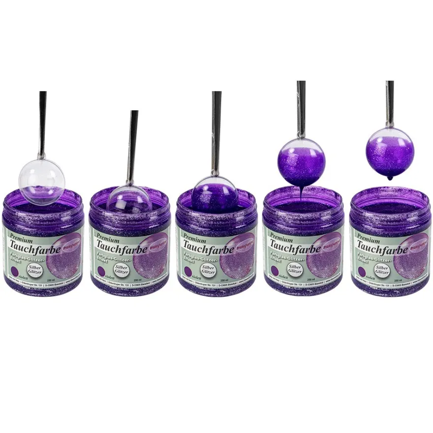 Premium-Tauchfarbe, Farbglas-Glitzer-Effekt, violett mit Silber-Glitzer, 250ml