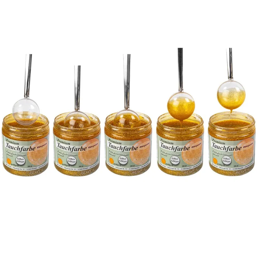 Premium-Tauchfarbe, Farbglas-Glitzer-Effekt, goldgelb mit Silber-Glitzer, 250ml