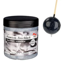 Premium-Tauchlack, Glas-Effekt, kristallklar, mit Silber-Glitzer, 250ml