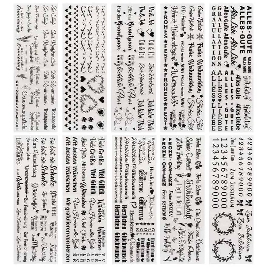 Premium-Transfers, Anlässe 2, 10cm x 30cm, schwarz, 10 Bogen