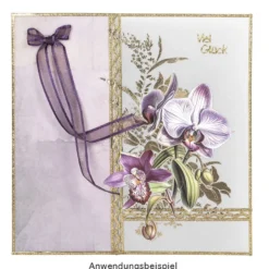 Premium-Transfers, Blüten & Schmetterlinge, 10cm x 30cm, Goldfolie, 10 Bogen