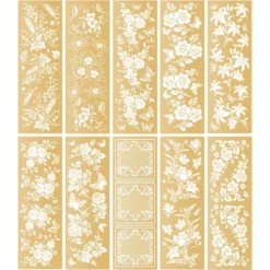 Premium-Transfers, Blüten & Schmetterlinge, 10cm x 30cm, Goldfolie, 10 Bogen