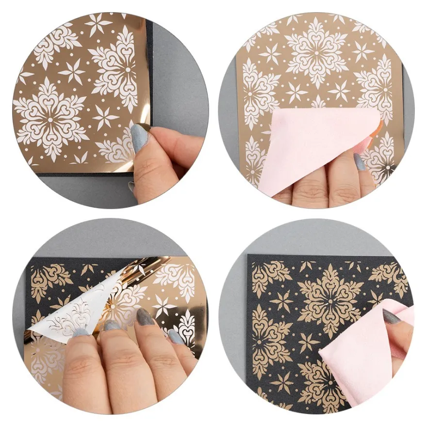 Premium-Transfers, Blüten & Schmetterlinge, 10cm x 30cm, Goldfolie, 10 Bogen