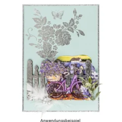 Premium-Transfers, Blüten & Schmetterlinge, 10cm x 30cm, Silberfolie, 10 Bogen