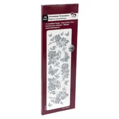 Premium-Transfers, Blüten & Schmetterlinge, 10cm x 30cm, Silberfolie, 10 Bogen