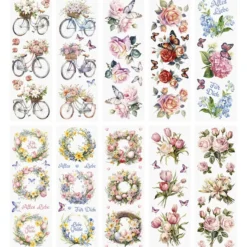 Premium-Transfers, Blumen & Wünsche, 10cm x 30cm, farbig, 10 Bogen