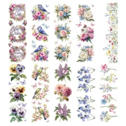 Premium-Transfers, Blumen & Wünsche 2, 10cm x 30cm, farbig, 10 Bogen