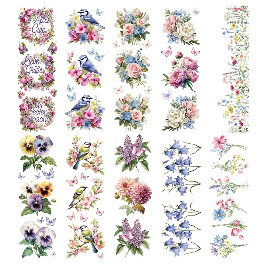 Premium-Transfers, Blumen & Wünsche 2, 10cm x 30cm, farbig, 10 Bogen