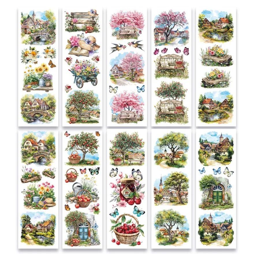 Premium-Transfers, Dorf-Idylle, 10cm x 30cm, farbig, 10 Bogen