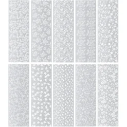 Premium-Transfers, Florale Designs, 10cm x 30cm, Silberfolie, 10 Bogen