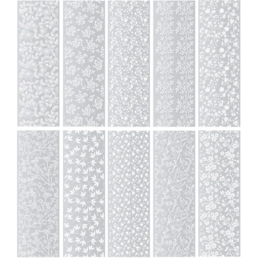 Premium-Transfers, Florale Designs, 10cm x 30cm, Silberfolie, 10 Bogen