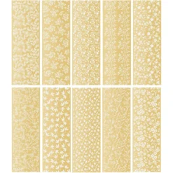 Premium-Transfers, Florale Designs, 10cm x 30cm, Goldfolie, 10 Bogen
