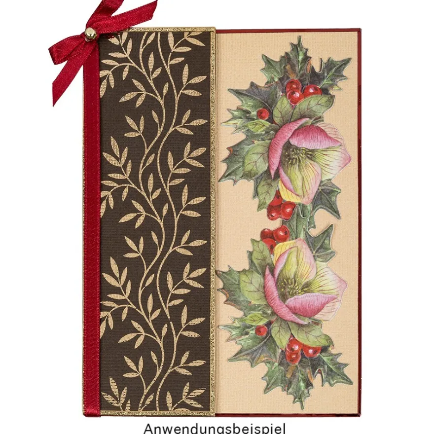 Premium-Transfers, Florale Designs, 10cm x 30cm, Goldfolie, 10 Bogen