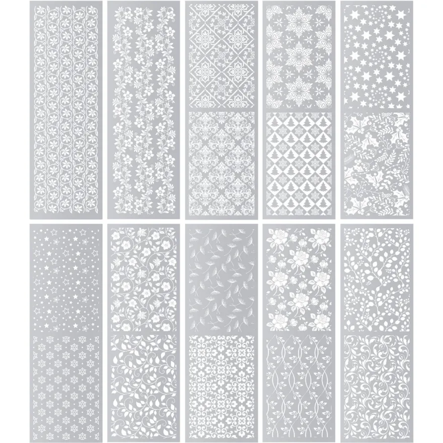 Premium-Transfers, Florare Bordüren & Ornamente, 10cm x 30cm, Silberfolie, 10 Bogen