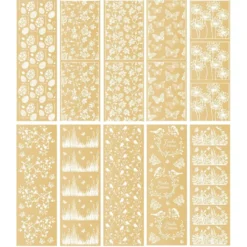 Premium-Transfers, Frühlingsmotive, 10cm x 30cm, Goldfolie, 10 Bogen